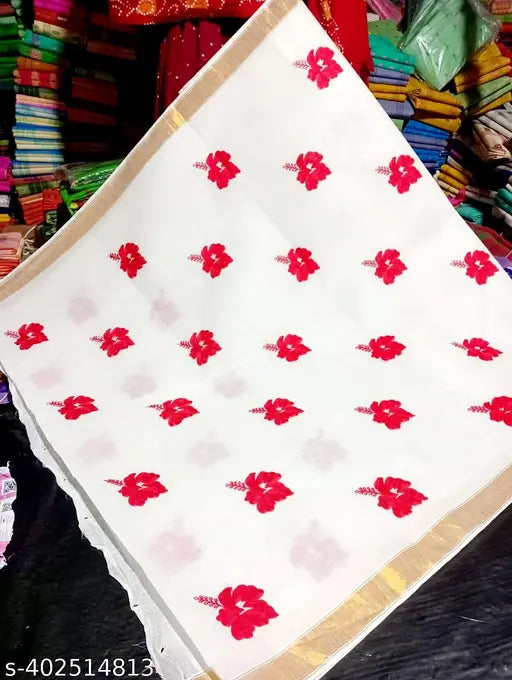 Tant Cotton Saree #body Embroidered# without bluse piece # Saree length 5.5 meter