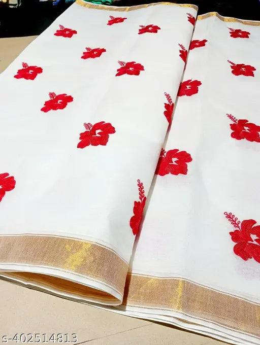 Tant Cotton Saree #body Embroidered# without bluse piece # Saree length 5.5 meter