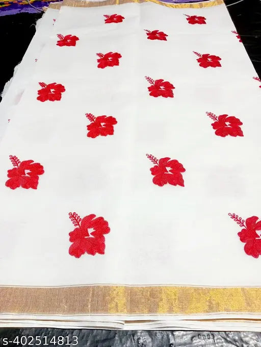 Tant Cotton Saree #body Embroidered# without bluse piece # Saree length 5.5 meter