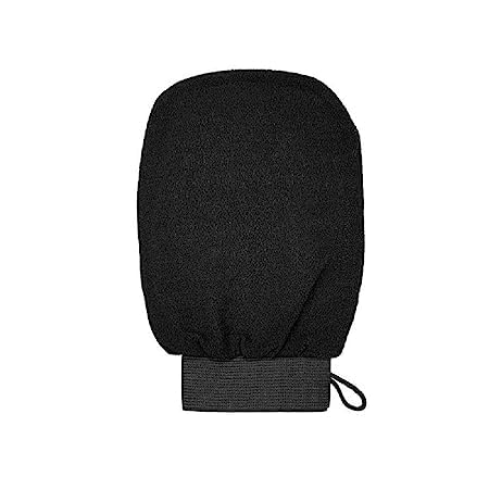 Exfoliating Boody Scrub Gloves, Loofah for Men and Women, Gentle On Skin, Easy To Use, Removes Dead Skin, Blackheads, Impurities, Sustainable Hand Bathing Gloves (Black)