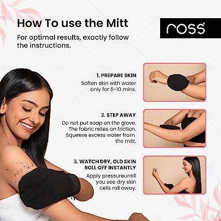 Exfoliating Boody Scrub Gloves, Loofah for Men and Women, Gentle On Skin, Easy To Use, Removes Dead Skin, Blackheads, Impurities, Sustainable Hand Bathing Gloves (Black)