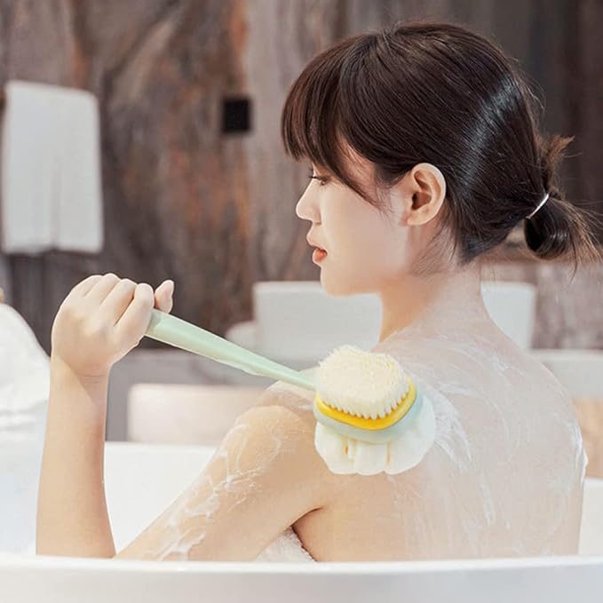 Bath Brush for Men & Women | Soft Bristle Body Scrubber for Home Spa & Daily Skin Care | Travel-Friendly Shower Brush for Glowing Skin | Exfoliating Body Cleaning Tool for Back, Arms, Legs & Feet