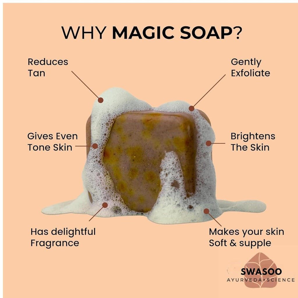 Ghar Soaps Sandalwood & Saffron Magic Soaps For Bath (300 Gms Pack Of 3) | Paraben Free | Chandan & Kesar Bath Soap | Handmade Soaps For Glowing | Skin Brightening Soap For Men & Women