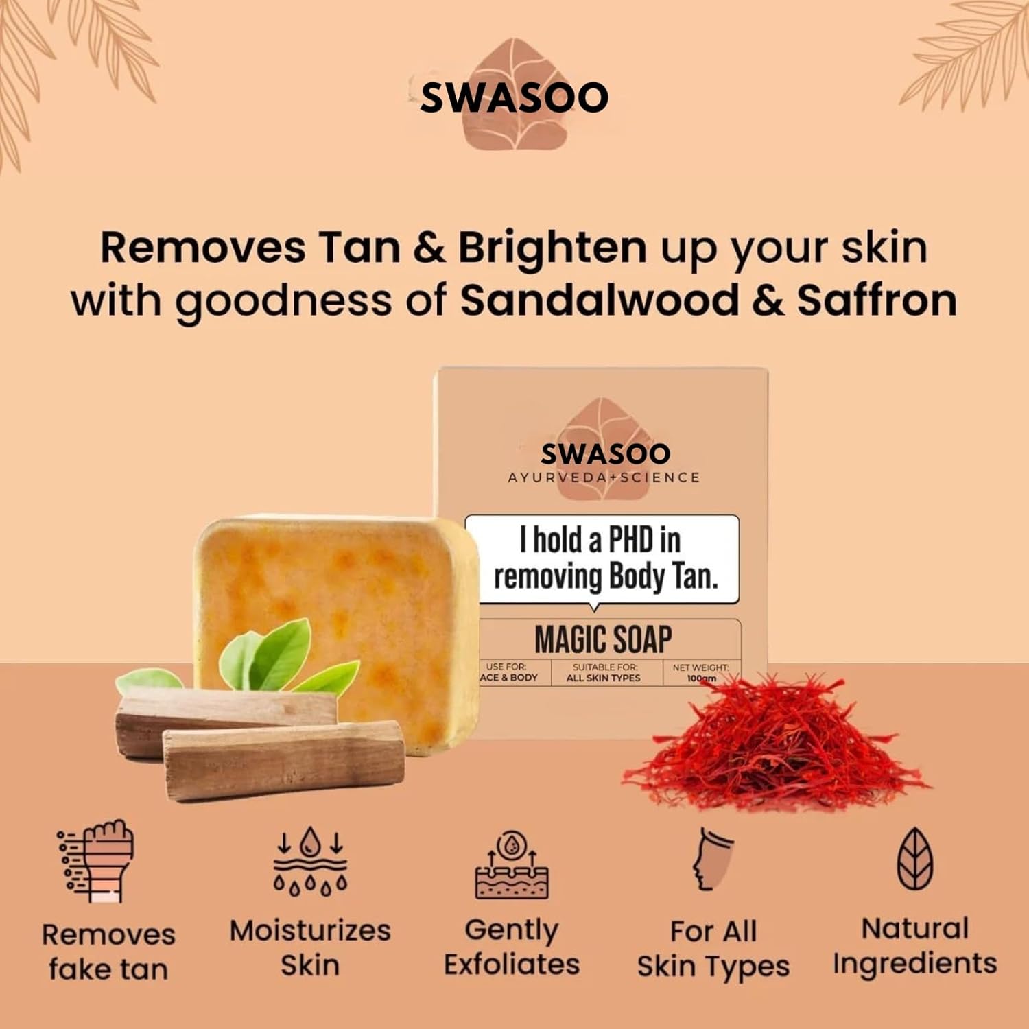 Ghar Soaps Sandalwood & Saffron Magic Soaps For Bath (300 Gms Pack Of 3) | Paraben Free | Chandan & Kesar Bath Soap | Handmade Soaps For Glowing | Skin Brightening Soap For Men & Women