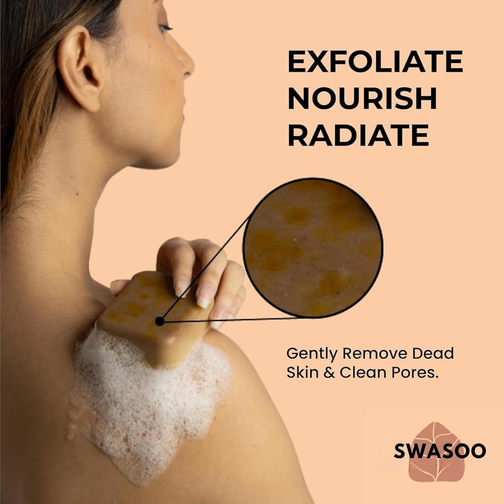 Ghar Soaps Sandalwood & Saffron Magic Soaps For Bath (300 Gms Pack Of 3) | Paraben Free | Chandan & Kesar Bath Soap | Handmade Soaps For Glowing | Skin Brightening Soap For Men & Women