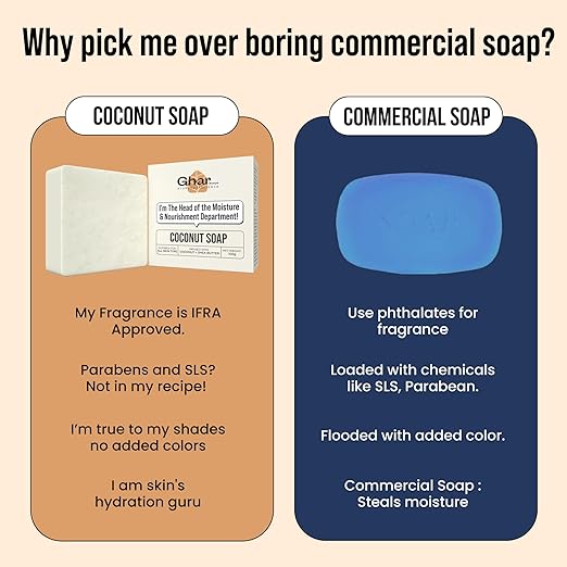 Ghar Soap Coconut Soap with Shea Butter| All Skin Types| Moisturising and Nourishing |100g