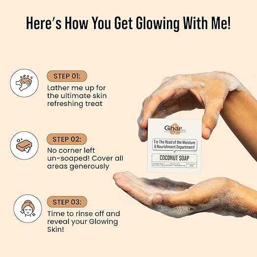 Ghar Soap Coconut Soap with Shea Butter| All Skin Types| Moisturising and Nourishing |100g