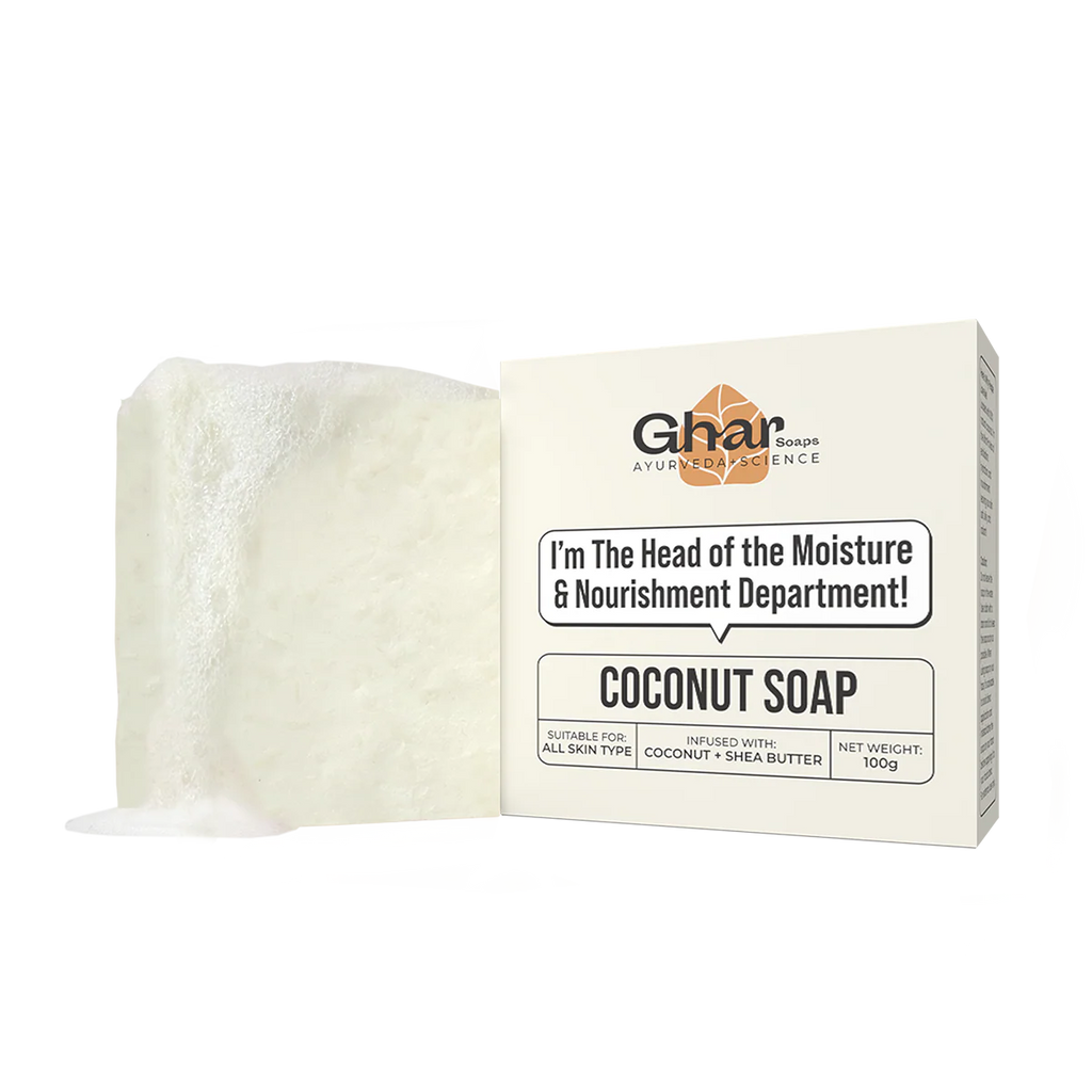 Ghar Soap Coconut Soap with Shea Butter| All Skin Types| Moisturising and Nourishing |100g